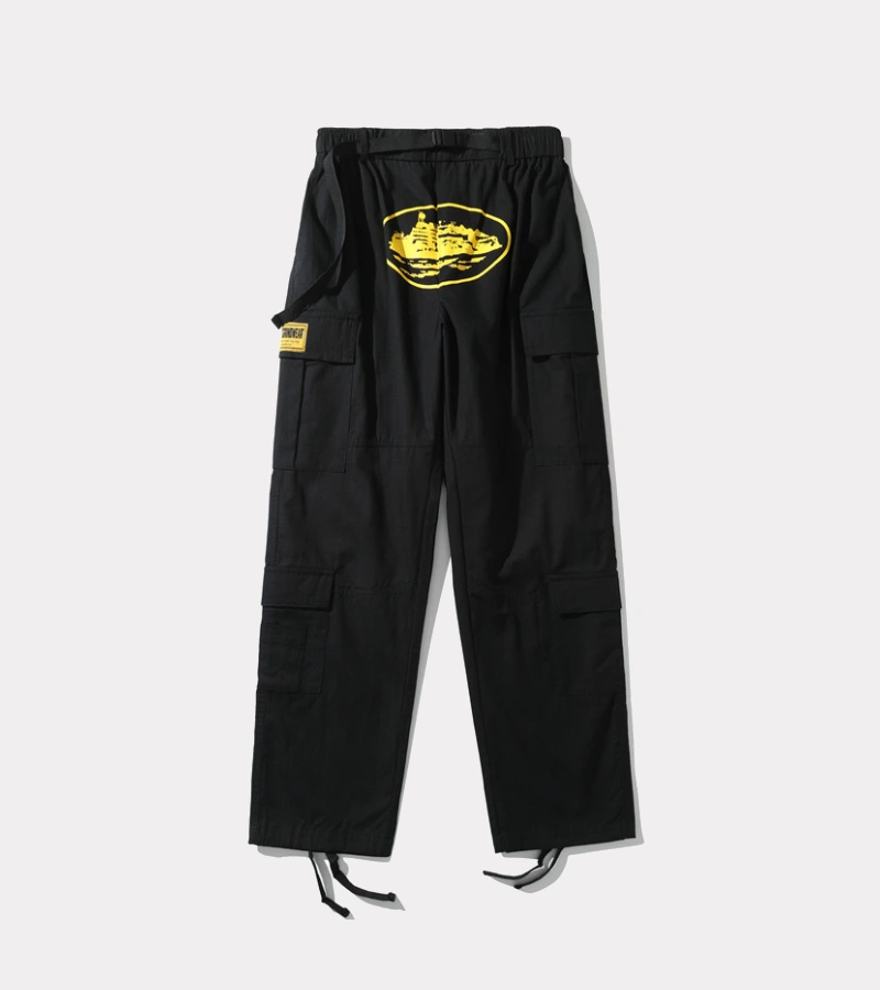 Corteiz Purp Guerillaz Cargos Schwarz/Gelb